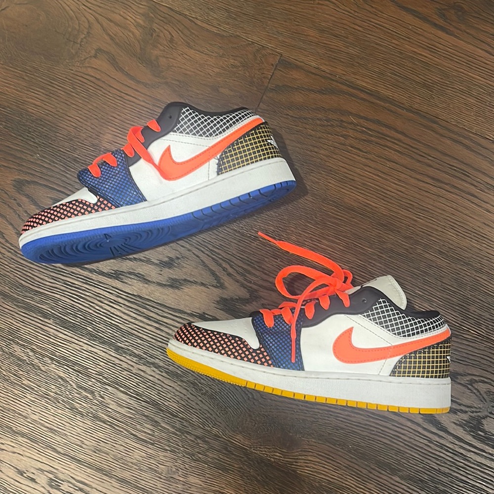 Nike Air Jordan 1 Low MMD white,black,royal, mango. Rare Find- Gentle Worn